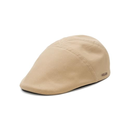 Sterkowski Ivy Five Newsboy | 100% Softened Cotton Flat Cap for Men | Breathable Airy 5 Panels Cap Without Lining - color: Beige, size: 7 5/8