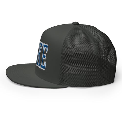 NG Duke Flat Bill Embroidered Trucker Hat High Crown Adjustable Cap - color: Charcoal