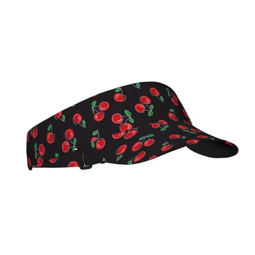 Sports Sun Visor Hats-Adjustable Visor Cap-for Women and Men-for Running, Tennis, Golf - color: Black Cherry Fruit Cute