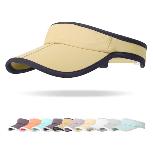 Sun Visor Caps Foldable Brim Adjustable Visor Hats for Women Men - color: Deepkhaki