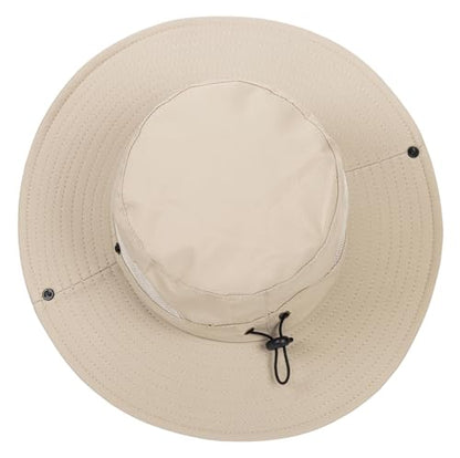 Kids Sun Hat with UV Protection Beach Bucket hat Safari Boonie Cap - color: Dark Beige