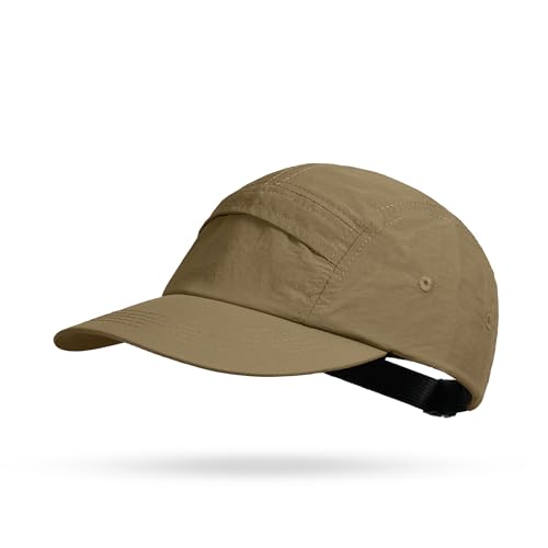 Croogo 5 Panel Running Hat Quick Dry Baseball Cap Sun UV Sports Outdoor Cap - color: Gd50-khaki