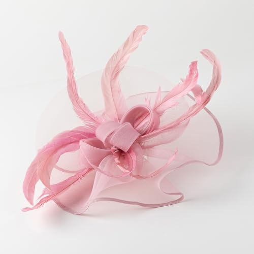dressfan Womens Fascinator Hat Headpiece Vintage 20s 50s Accessories Headband for Derby/Wedding/Cocktail/Wedding/Tea Party - color: Pink