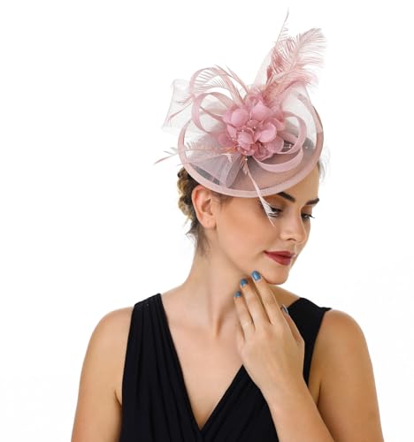Women's Organza Church Vintage Wedding Fascinator Tea Party Wedding Hat Summer - color: Hj11-pink