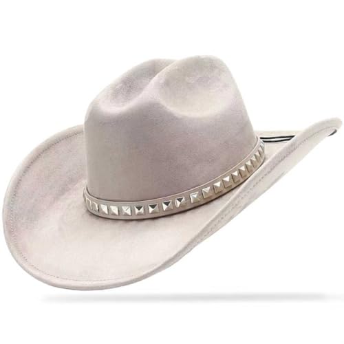 Cowboy Hat for Men and Women - Cattleman Wide Brim Western Cowgirl Hat with Gift Packaging - color: Grey, size: 7 3/8-7 1/2