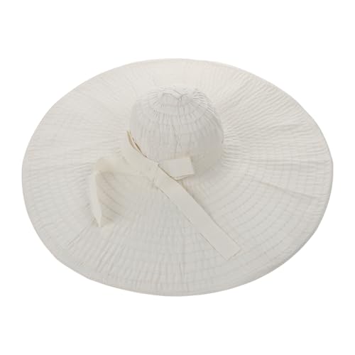 Women's Super Wide Brim Sun Hat - Extra Large Floppy Beach Bucket Hat, Foldable Summer Sun Protection Outdoor Travel Cap - color: Beige