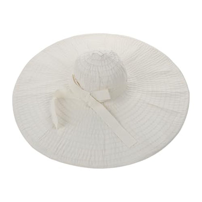 Women's Super Wide Brim Sun Hat - Extra Large Floppy Beach Bucket Hat, Foldable Summer Sun Protection Outdoor Travel Cap - color: Beige