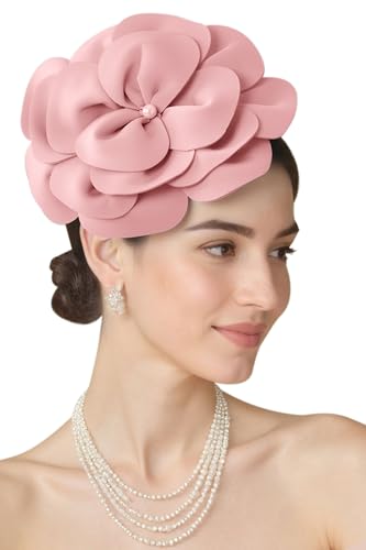 BABEYOND Fascinators Hats for Women Layered Flower Tea Party Derby Hats - color: Nude Pink