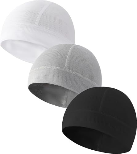 Skull Cap Helmet Liner for Men Women Cooling Hat Running Beanie - color: Set D-black,light Gray,white