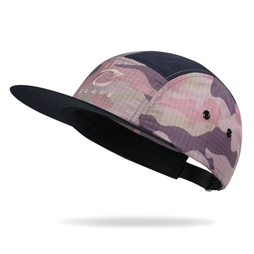 CLAPE Quick Dry 5 Panel Hat, Camo Lightweight Outdoor Cap - color: Cl5p32-purple