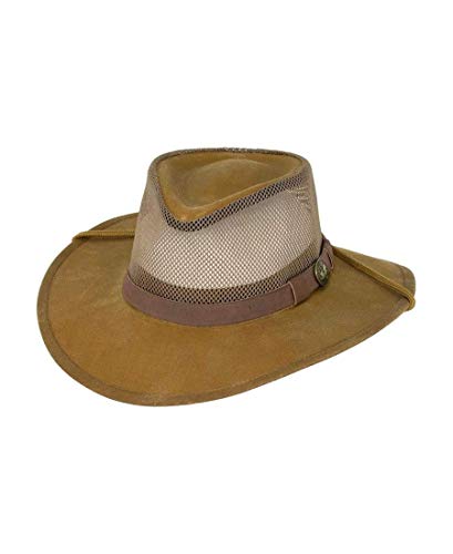 Outback Trading Company Unisex 1472 Kodiak with Mesh Sun-Protective Waterproof Breathable Outdoor Cotton Oilskin Hat - color: Field Tan, size: Medium