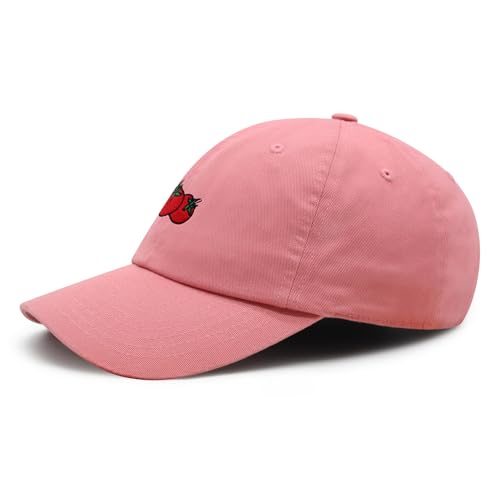 JPAK Two Tomatoes Premium Dad Hat Embroidered Cotton Baseball Cap Vegetables Embroidery - color: Coral Silk