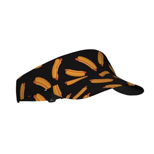Sports Sun Visor Hats Adjustable Men Women Lightweight Packable Cooling Empty Top Visor Hat for Running, Tennis, Golf - color: Hot Dog