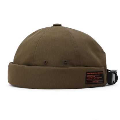 UNDERCONTROL Brimless Sailor Fisherman Leon Hat No Visor Miki Skull Docker Beanie Trawler Tactical Ring Cap for Men & Women - color: Combat Khaki Green