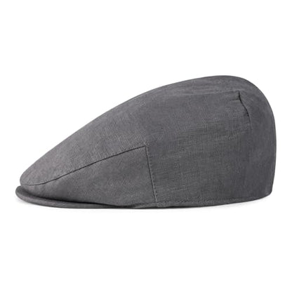 BOTVELA Men Linen Flat Ivy Newsboy Hat - color: Plain Grey, size: 7 5/8-7 3/4