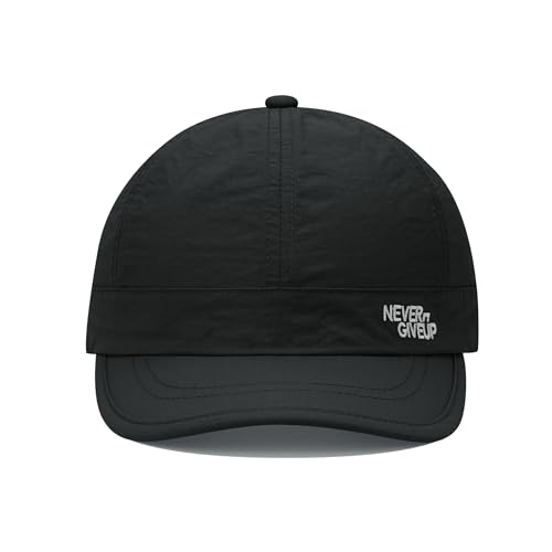Clakllie Quick Dry Short Brim Cap for Men Lightweight 6 Panel Baseball Cap Golf Dad Hats Women's Running Trucker Hat - color: Cdus-bssq2505-black