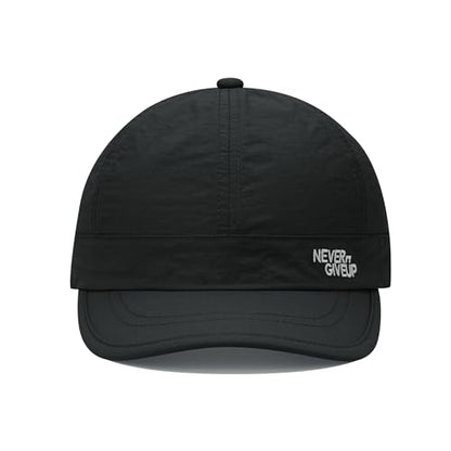 Clakllie Quick Dry Short Brim Cap for Men Lightweight 6 Panel Baseball Cap Golf Dad Hats Women's Running Trucker Hat - color: Cdus-bssq2505-black