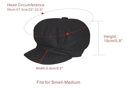Women's Beret & Baker Boy Hat - 8 Panel, Winter & Fall, Newspaper Boy Style