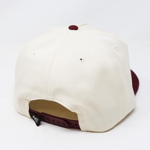 Longhorn Adjustable Snapback Western Hat - color: Cream/Maroon - Solid Back