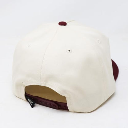 Longhorn Adjustable Snapback Western Hat - color: Cream/Maroon - Solid Back
