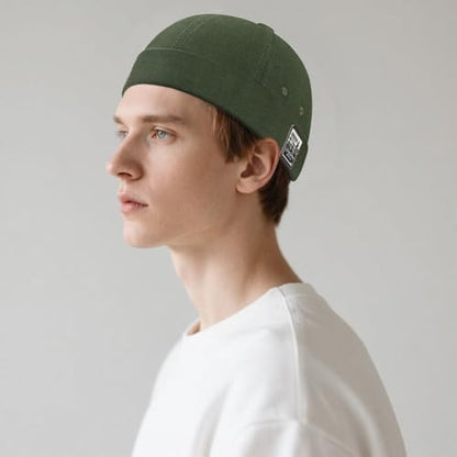 DIYDECAL Brimless Docker Cap,Skullcap Beanie, Retro Sailor Hat for Mens Womens - color: Dark Green