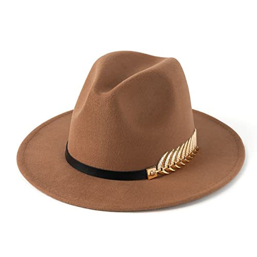 Women's Wide Brim Fedora Panama Hat - color: Khaki