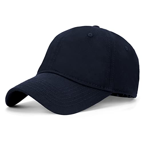 Oversize XXL Baseball Cap for Big Heads 23.6"-25.6", Extra Large Cotton Baseball Hat, Plus Size Unstructured Dad Hats - color: Cotton - Navy