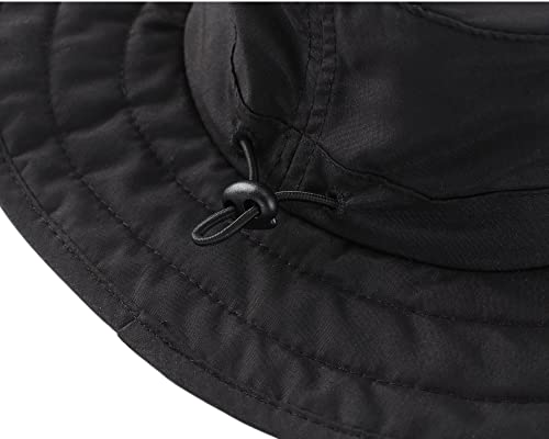 Connectyle Kids Sun Hat for Boys Girls Wide Brim Bucket Hat UPF 50+ Sun Protection Hat Breathable Summer Beach Hat - color: Black