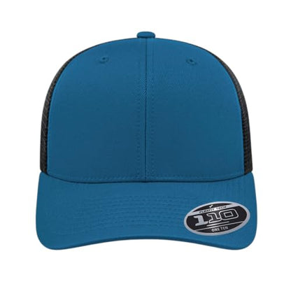 Cap America i8502 Flexfit 110 6-Panel Trucker Cap w/Adjustable Snapback - color: Indigo Blue/Black
