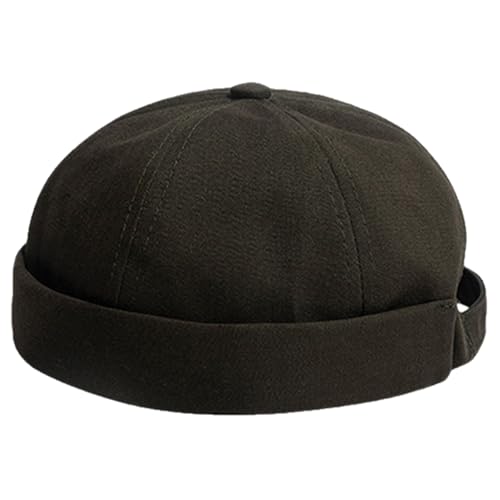 Adjustable Unisex Hip-Hop Docker Hat Dome Brimless Hats - color: Army Green
