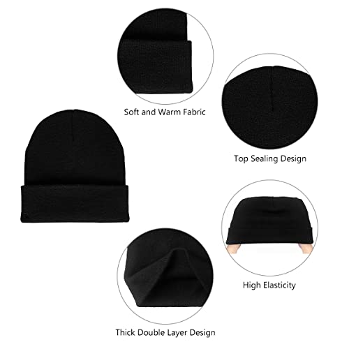 LCZTN 4 Pack Winter Ski Beanie Hat for Men＆Women,Warm Fisherman Cuffed Knit Cap Unisex