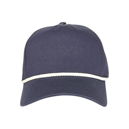 E BY ELIDAN A-Frame Trucker Hat, 5-Panel Blank Snapback - color: Navy + White Rope