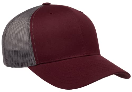 L2K Classics Plain Trucker Mesh Cap Baseball Cap - Mens Hats Trucker Hats for Men - color: Maroon/Grey
