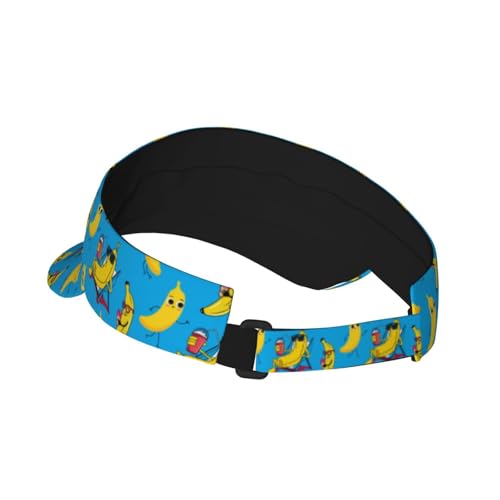 Sports Sun Visor Hat for Men Women, Adjustable Breathable Golf Tennis Cap - color: Funny Banana