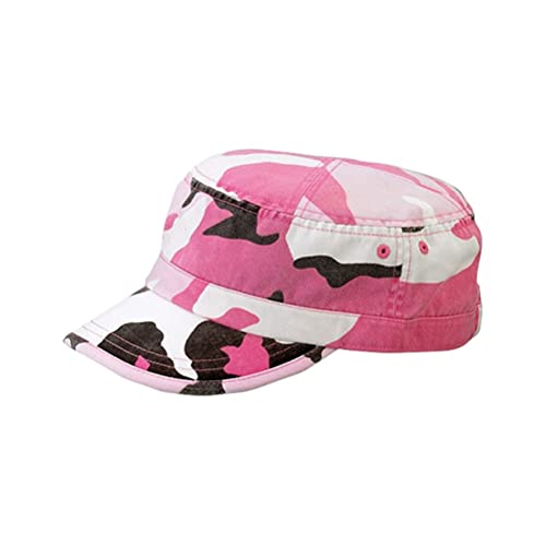 The Vintage Year Heavy Stitch Washed Cotton Cadet Hat Military Army Cap - color: Army Camo Pink, size: One Size