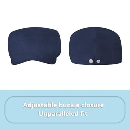 Men's Newsboy Flat Cap 100% Cotton Gatsby Ivy Golf Cabbie Hunting Summer Hat - color: Navy, size: Medium