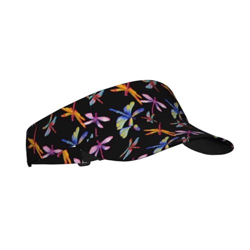Sports Sun Visor Hats Adjustable Men Women Lightweight Packable Cooling Empty Top Visor Hat for Running, Tennis, Golf - color: Dragonfly, size: 1-2