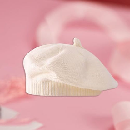 Infant Baby Boys Girls Beret Hat Fall Winter Knitted Beanie Hat Toddler Kids Beret Skull Hat French Artist Knit Hat - color: A-beige