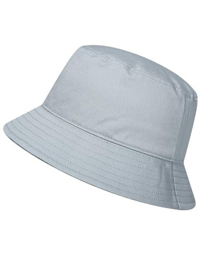GADIEMKENSD 100% Cotton Bucket Hat - Unisex, UPF 50 Sun Protection, Lightweight, Packable - color: Grey