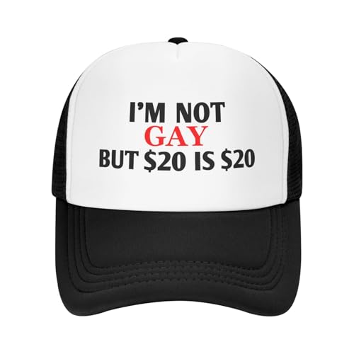Funny Trucker Hat Funny Gag Gifts Snapback Hat for Adult Humor Fishing Cap Adjustable Mesh Sport Baseball Caps for Women Men - color: I'm Not Gay But $20 is $20