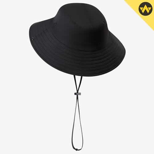 WANDER Sun Bucket Hat UPF 50+ Quick-Dry Wide Brim Fishing Boonie - color: Black