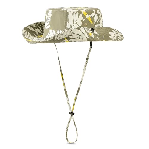 Printed Bucket Hat UPF 50+ Sun Hat, Women Men Roll-Up Brim Boonie Hat - color: Light Green