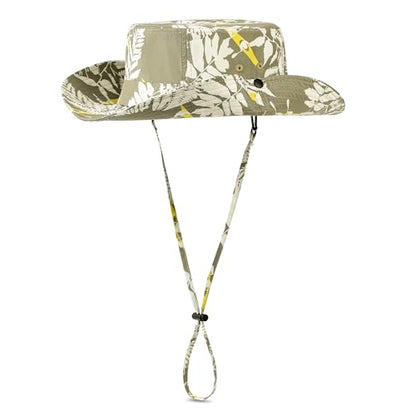 Printed Bucket Hat UPF 50+ Sun Hat, Women Men Roll-Up Brim Boonie Hat - color: Light Green