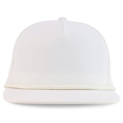 Trendy Apparel Shop 5 Panel Hybrid Perforated Rope Flatbill Snapback Cap - color: White