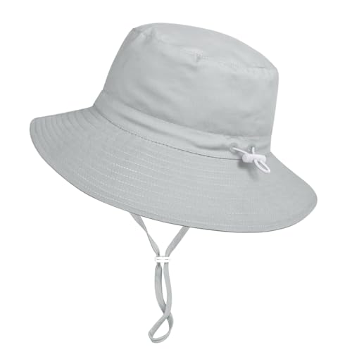 Baby Toddler Sun Hat,Boys Girls Adjustable Bucket Hat for Kids UPF 50+ Sun Protective Child Summer Beach Hats 0-5 Years - color: Gray, size: 6-24 Months