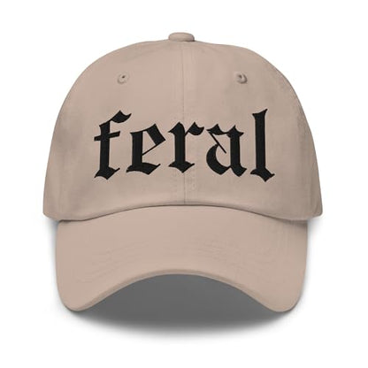 NX Feral Embroidered Curved Bill Cap Relaxed Fit Low Crown Adjustable Dad Hat - color: Stone