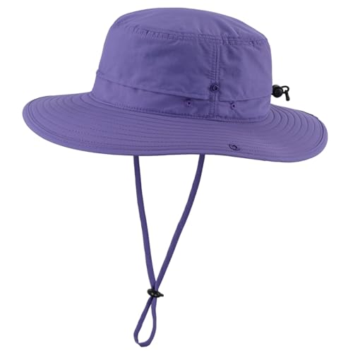 Connectyle Sun Hat for Men Women Outdoor UV Protection Safari Hat for Fishing Hiking Gardening Breathable Cowboy Hat UPF50 - color: Purple