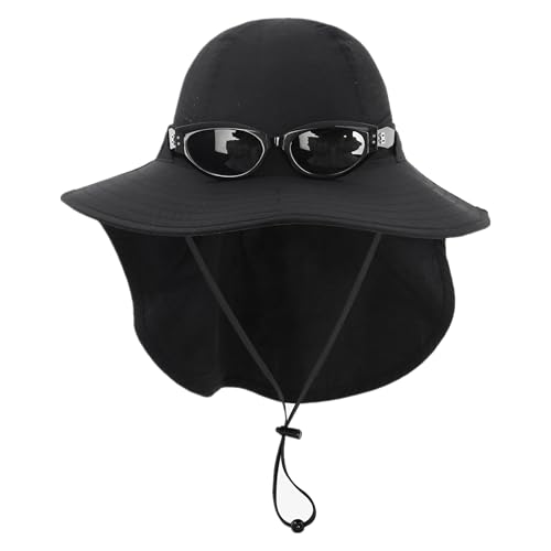 Sun Hats for Men Women with Neck Flap UPF 50+ UV Protection Wide Brim Bucket Hat Safari Hiking Fishing Hats - color: Black