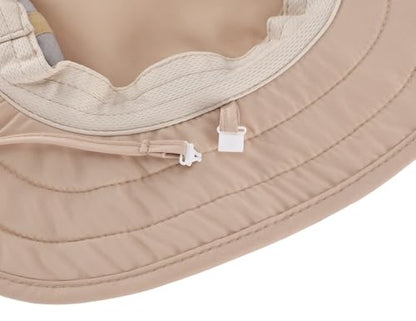Connectyle Kids Foldable Wide Brim Sun Hat UPF 50+ Sun Protection Bucket Hats Breathable Summer Beach Hat for Boys Girls - color: Light Khaki, size: Medium
