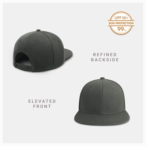 CHOK.LIDS Classic Snapback Flat Bill Hat Blank Adjustable Baseball Cap - color: Charcoal.